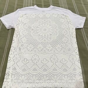 White Lace Back T-Shirt